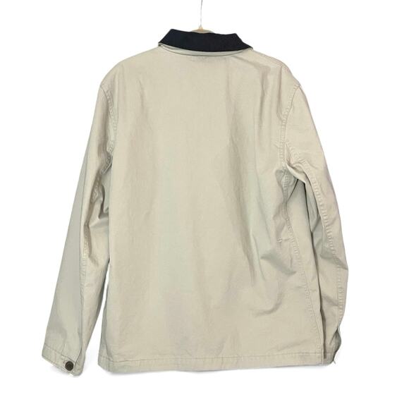 J.Crew Men’s Cotton Work Jacket  Size Large Washed Stone Navy Collar - Picture 4 of 8